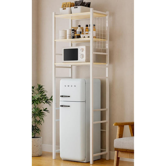 HOMECO Refrigerator Top Rack Stove Stand Width 60 x Depth 40 x Height 193cm Range Rack Kitchen Rack 1 Year Manufacturer's Warranty 3 Tier Top Trash Can Top Rack Storage Rack High Type Made of Steel