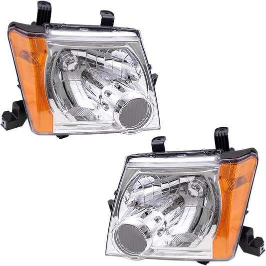 Autoandart replacement Pair Set Halogen Combination Headlamp Headlight Chrome Besel 05-15 Xterra 26060EA025 26010EA025