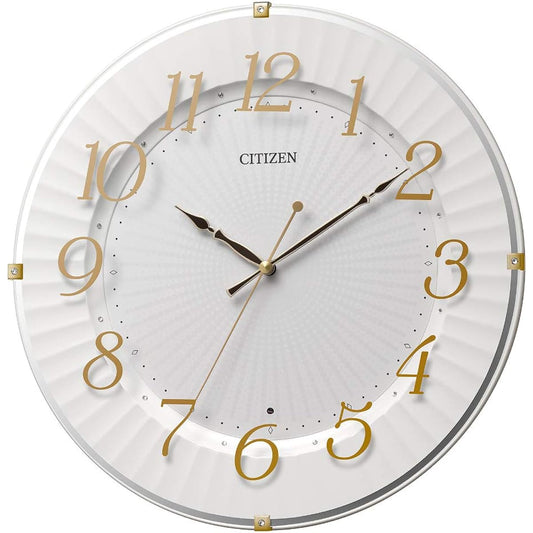 RHYTHM Wall Clock Gold Φ33x4.9cm Citizen Radio Analog Continuous Second Hand Interior 8MY537-018