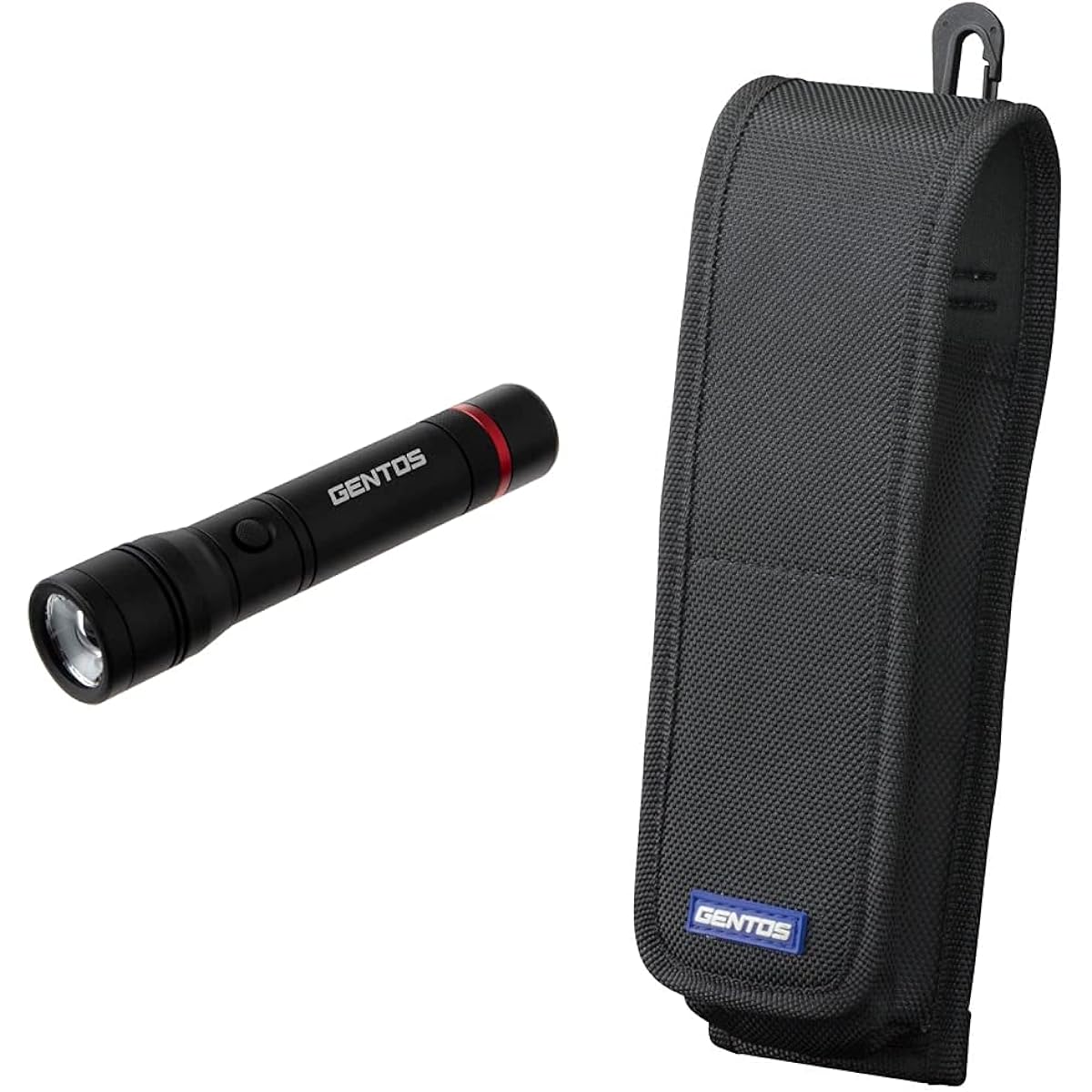 GENTOS LED Flashlight [600 Lumens of Brightness/6 Hours of Practical Lighting/Dustproof/Waterproof] Uses 2 AA Batteries (Sold Separately) Rexceed RX-022DS Compliant with ANSI Standards & GENTOS Flashlight Pouch L AC -524L