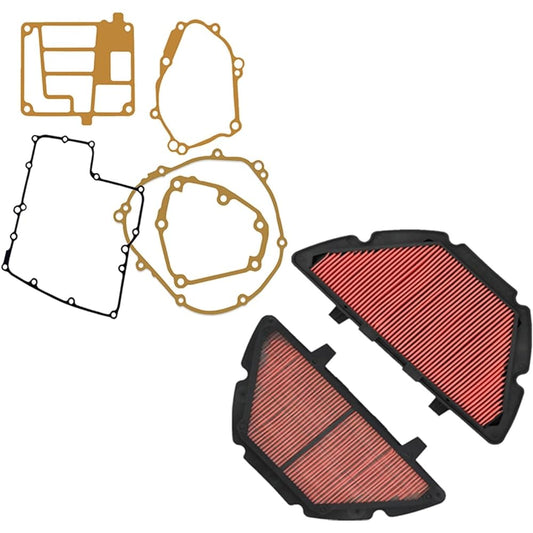 NINOMA Motorcycle Air Filter Intake Cleaner and Engine Gasket Kit Set Compatible with Yamaha R1 YZF-R1 YZFR1 2007 2008 (Color: The two)