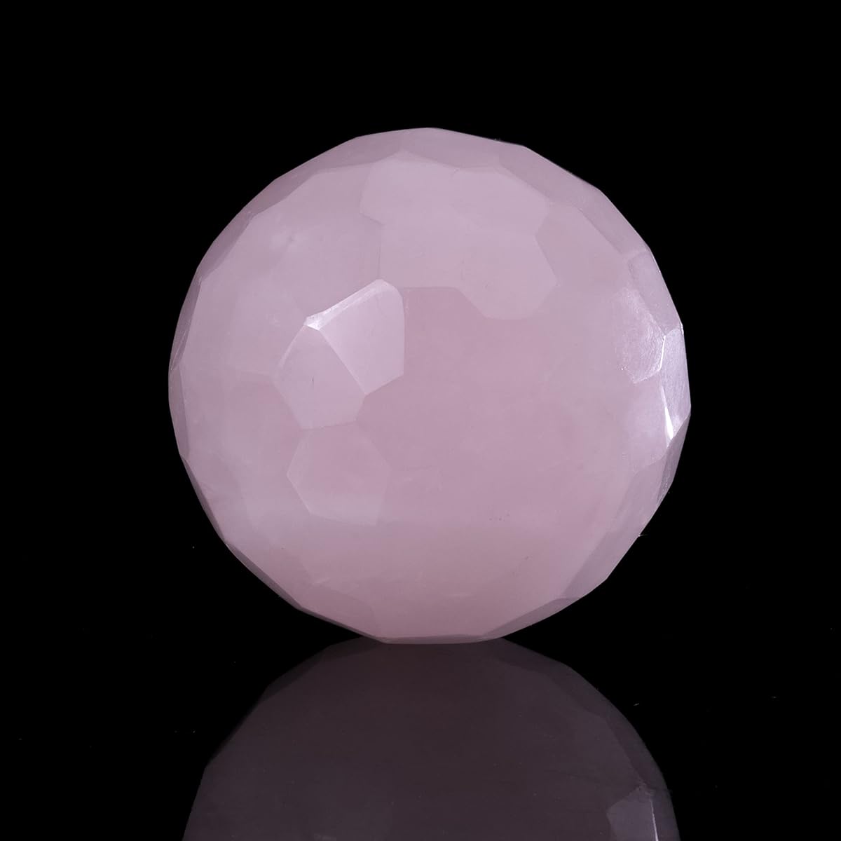 Crocon Rose Quartz Diamond Cut Crystal Ball with Metal Stand | Gemstone Ball Healing Sphere Sculpture Figure | Feng Shui Fortune Telling Home Decoration | Crystal Ball | Size: 40-50mm