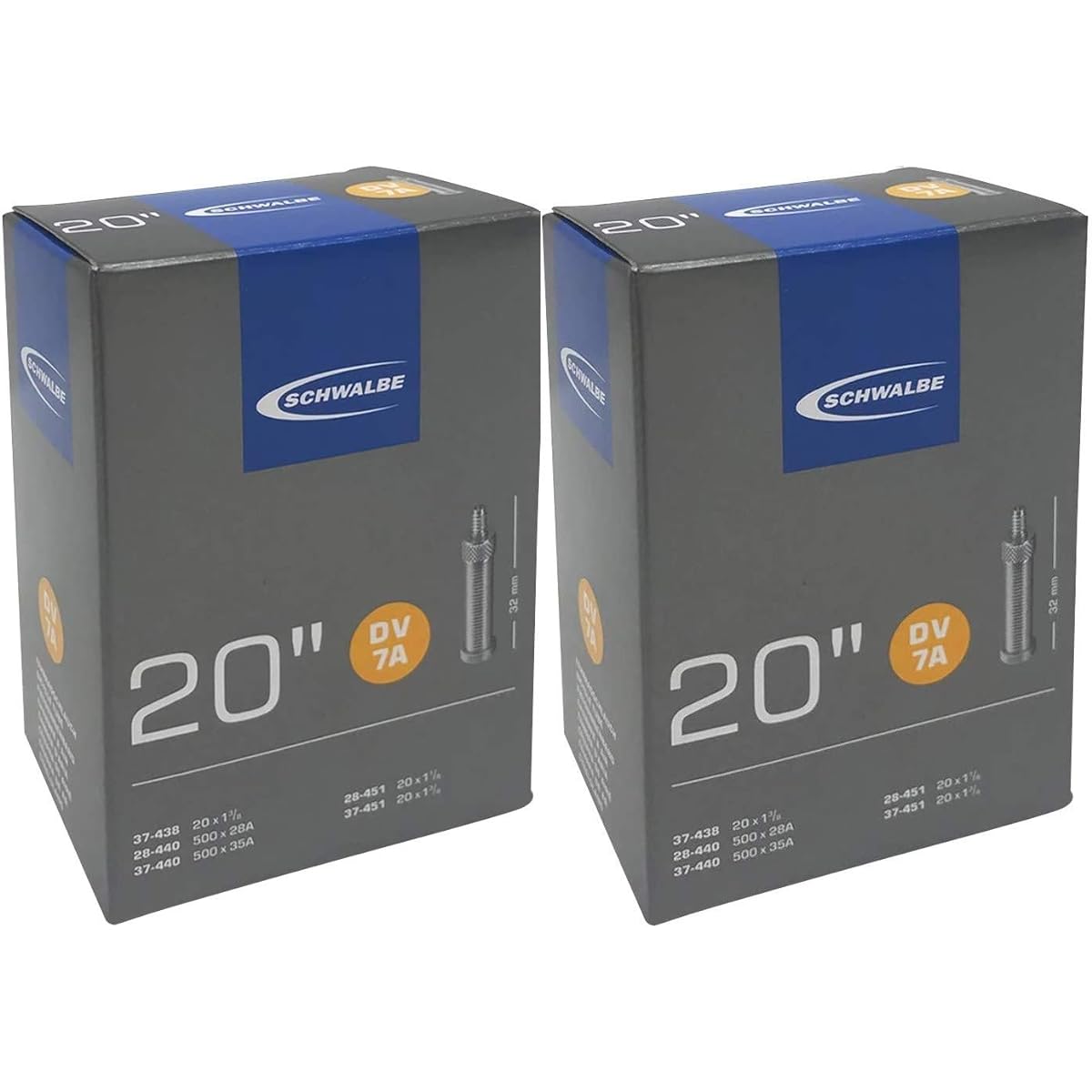 Set of 2 SCHWALBE 20x1 1/8-1 3/8 Tube English DV7A [Parallel Import]