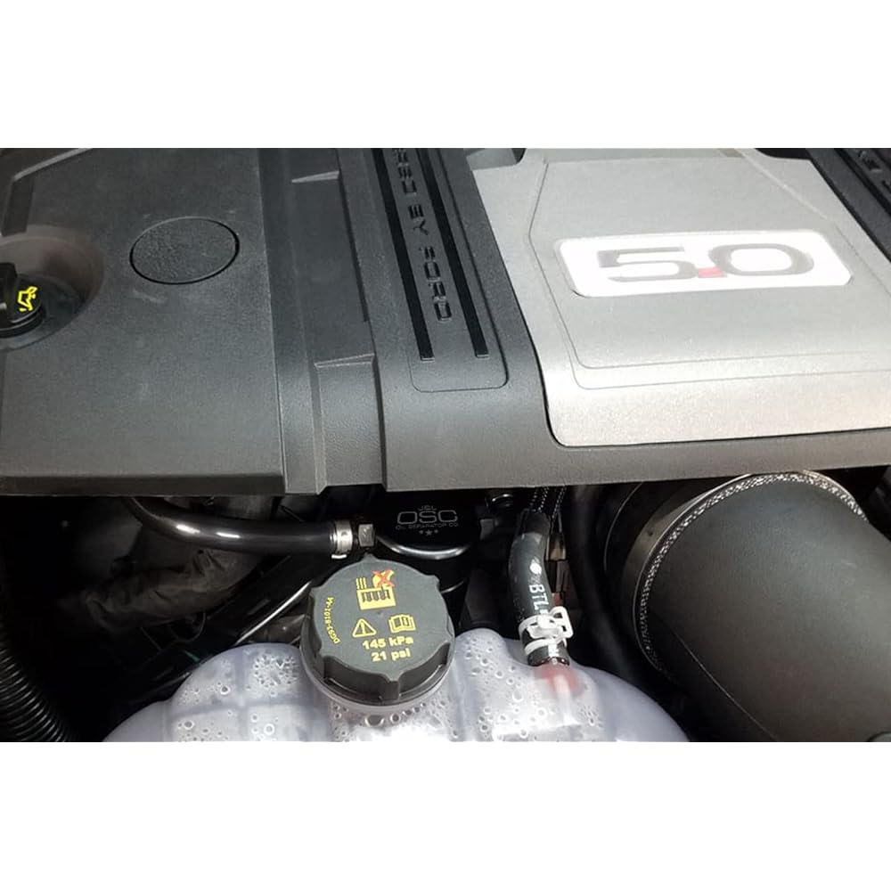 JLT passenger side oil separator 3024P-b 2018-2019 Mustang GT 5.0 Black Eye oxidation
