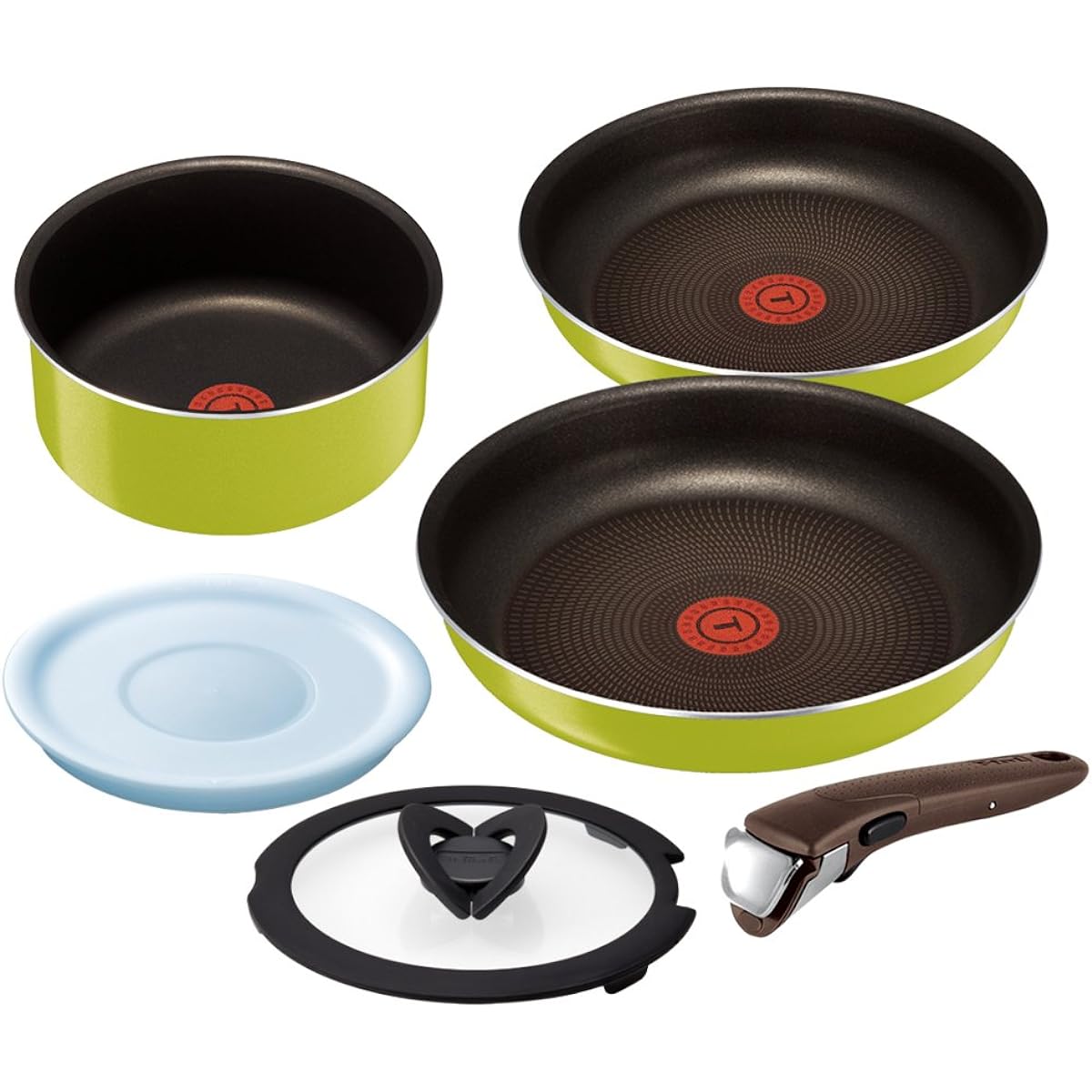 Tefal Pot and Frying Pan 6 Piece Set with Removable Handle and Lid Ingenio Neo Kiwi Set 6 For Gas Fire/Heater Only 4 Layer Coat L21790 [Non-IH Compatible]