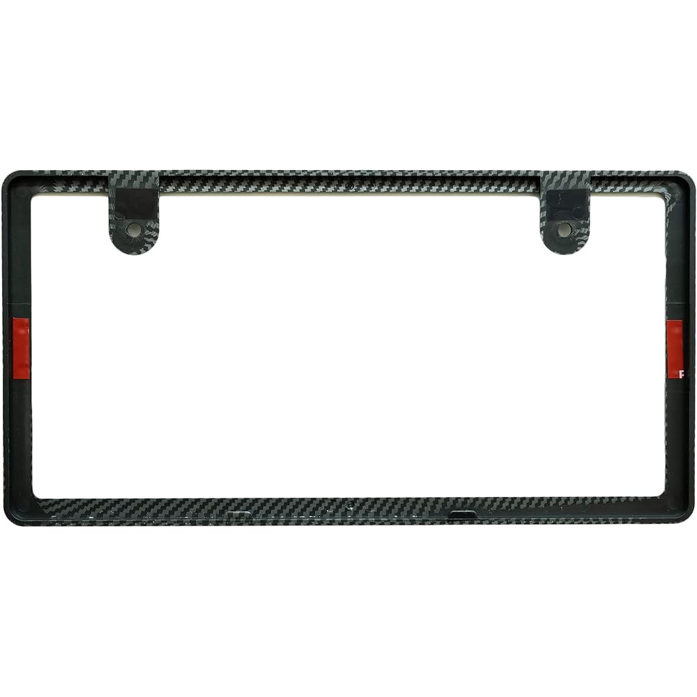 Compatible with new standards VELENO Embossed Logo License Plate Number Frame Carbon Style Carbon Dress Up Front Rear Light Car Vehicle Inspection Compatible Veleno (VELENO Sticker Included) (Carbon Front and Front 2)