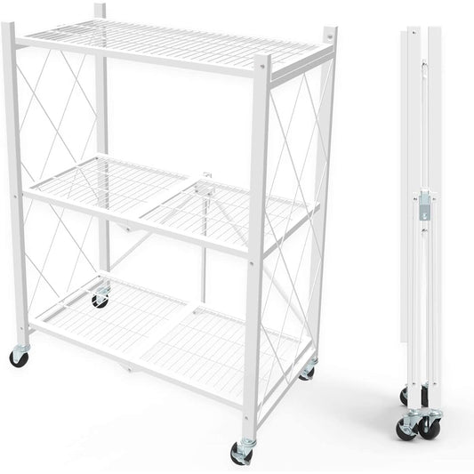 E-WIN folding rack [Can be used as soon as it arrives! ] 3 tiers Width 70.5cm Easy assembly just by installing casters Open rack Steel rack White White X-3-WH [Manufacturer's warranty: 1 year]