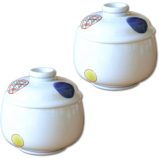Chawanmushi bowl Chawanmushi bowl set of 2 Tableware set Arita ware round pattern pattern