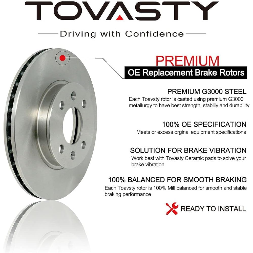 [Front] TOVASTY Brake Pad and Rotor Kit Toyota Corolla 2003-2008 For OE Series [BK0535]