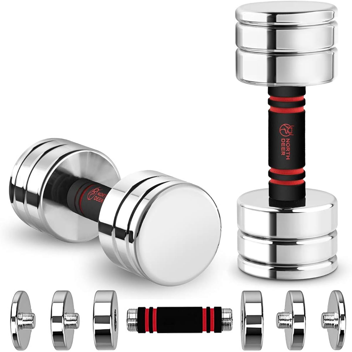 [Official] Northdeer Adjustable Dumbbell Small Steel 2.5kg 5kg 7.5kg 10kg 15kg 25kg Mirror Finish Chrome Plated For Home Use