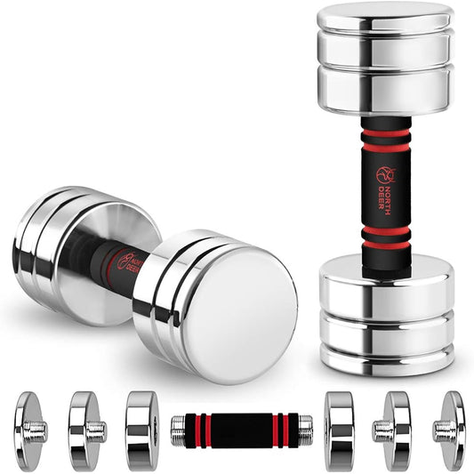 [Official] Northdeer Adjustable Dumbbell Small Steel 2.5kg 5kg 7.5kg 10kg 15kg 25kg Mirror Finish Chrome Plated For Home Use