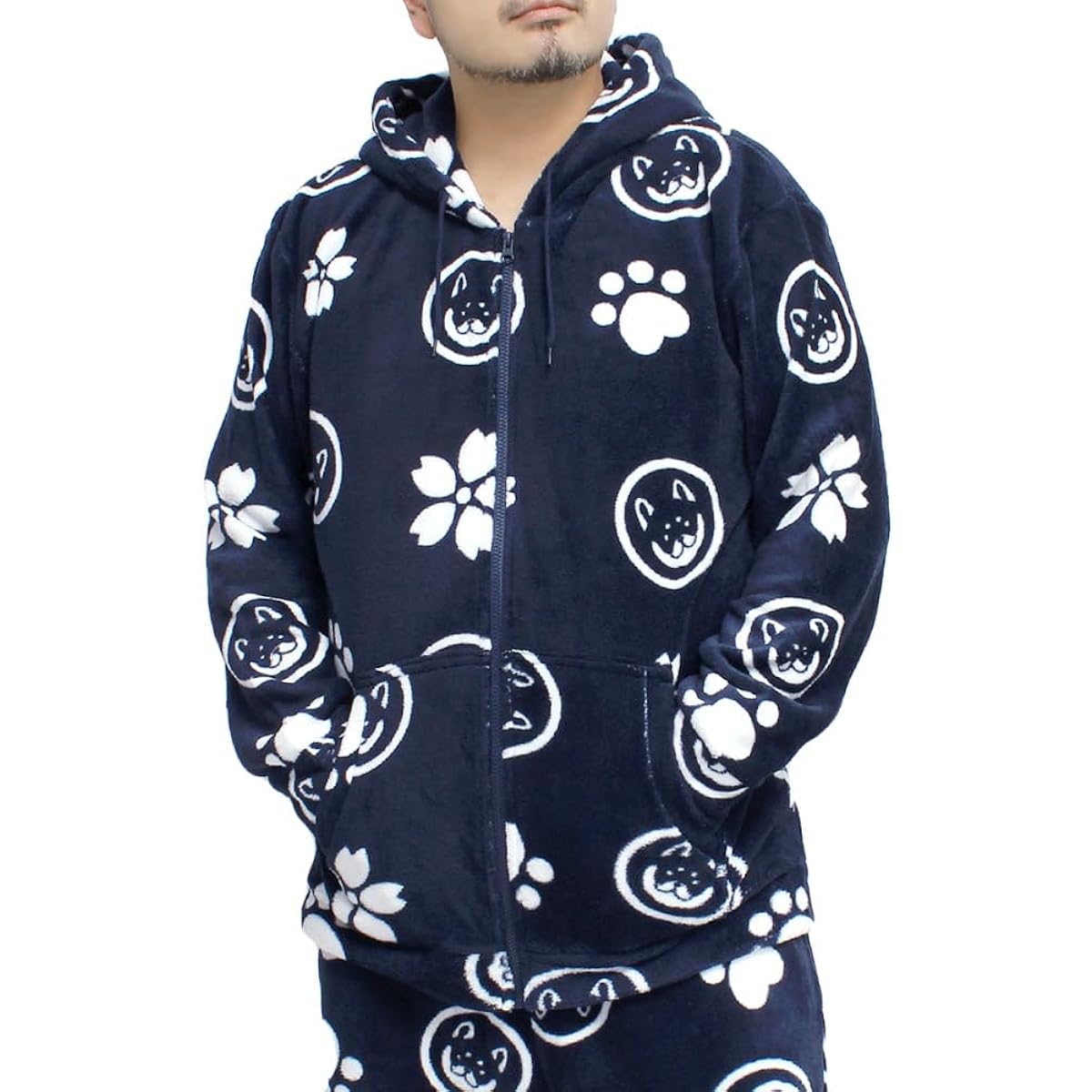 Wankodo Parka Men's Large Size Fluffy Boa Fleece Originated in Kyoto Yuru Chara Wankodo