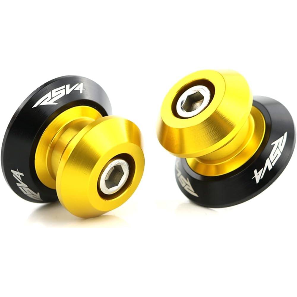 Stand Screw Slider Suitable for RSV4 2009 2010 2011 2012 2013 2014 2015 2016 2017 2018 2019 Swing Arm Slider Spool Bracket Frame CNC Aluminum (Color: Gold)