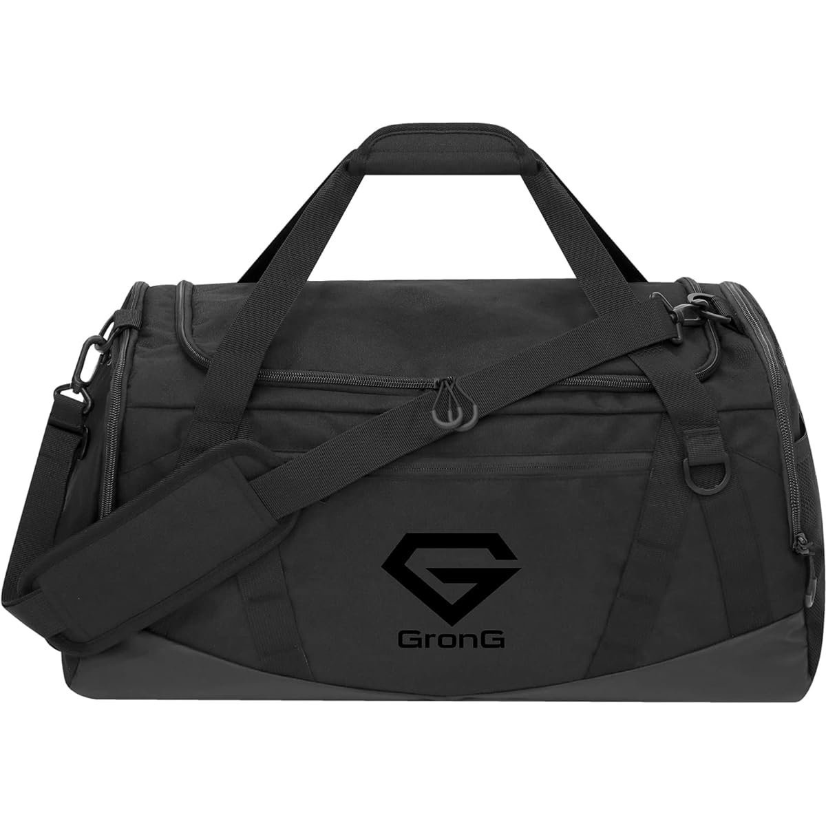 GronG Sports Bag 40L Gym Bag Duffel Bag Shoe Storage with Shoulder Belt Black