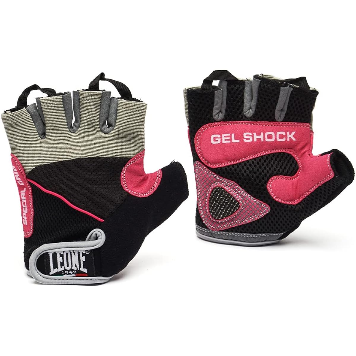 LEONE 1947 Gym Lifting Gloves Unisex [BODY BUILDING] Fingerless Gel Pad Velcro Closure Breathable AB712 [Genuine Product]
