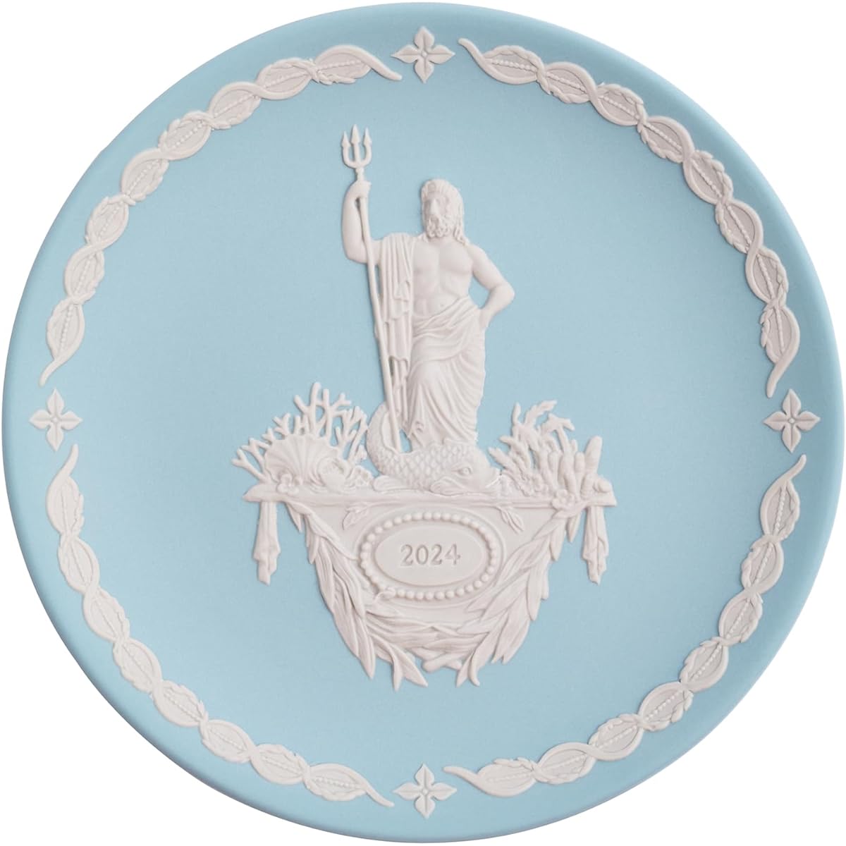 [Regular Imported Product] Wedgwood Ear Plate 2024 Edition Jasper 17cm Olympus Twelve Gods "Poseidon" Pale Turquoise 1067342