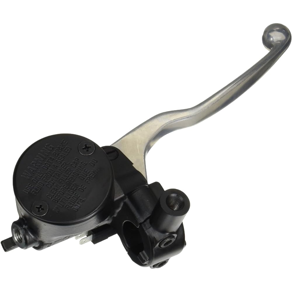 Daytona NISSIN Motorcycle Retro Brake Master Cylinder Horizontal 1/2 inch Black Body/Buff Clear Lever Round Integrated Tank 74755