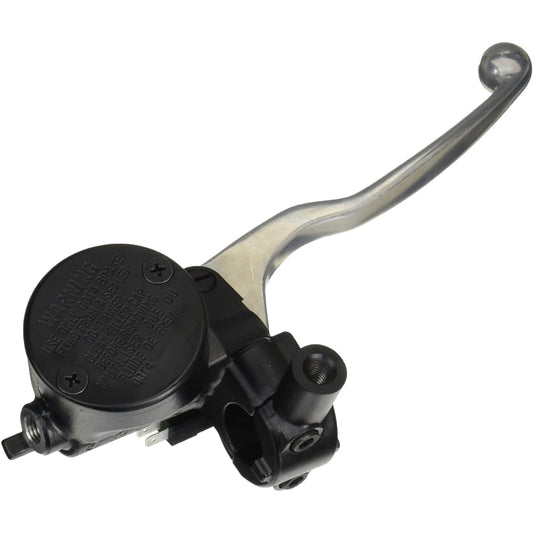 Daytona NISSIN Motorcycle Retro Brake Master Cylinder Horizontal 1/2 inch Black Body/Buff Clear Lever Round Integrated Tank 74755