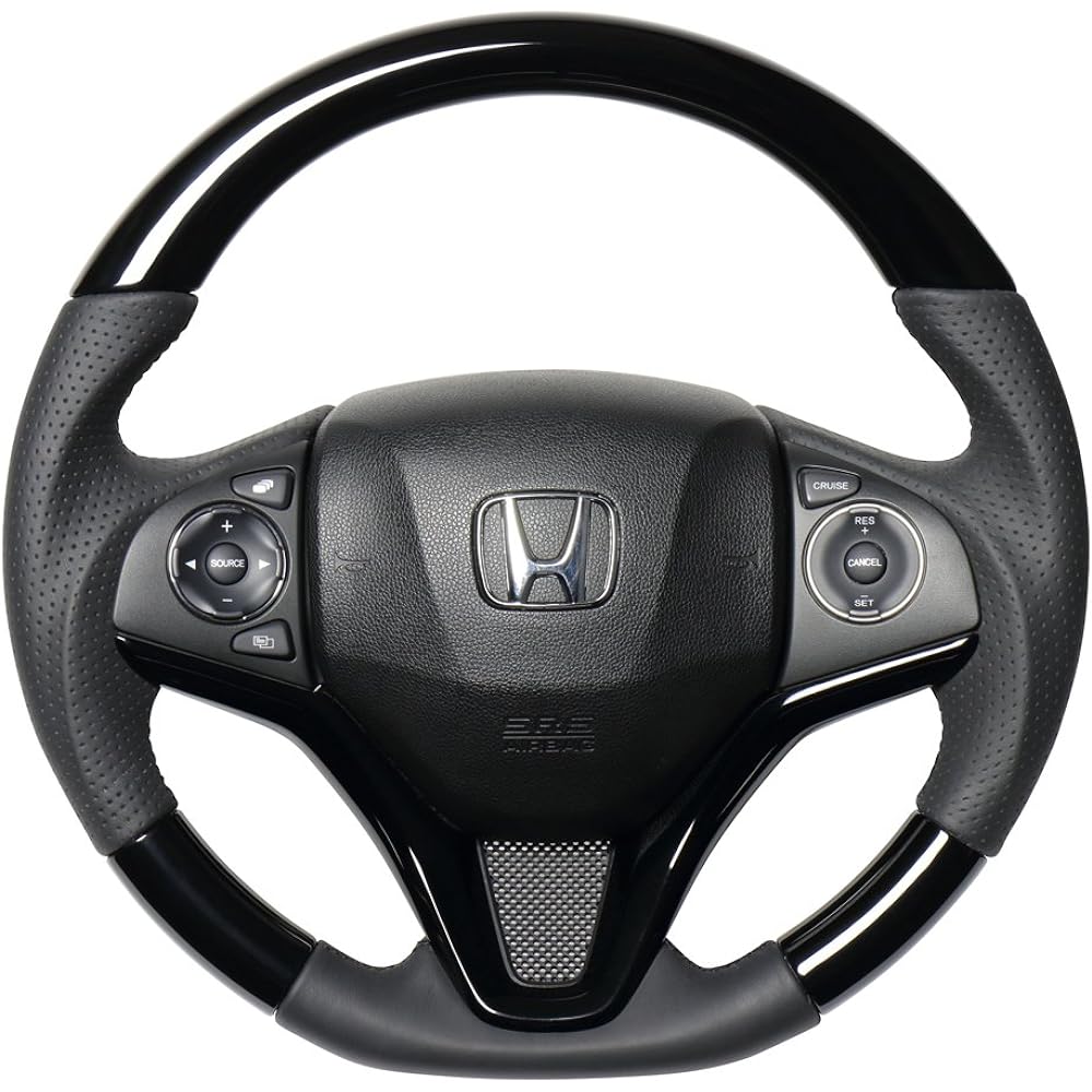 REAL Steering [Vezel/Fit (GP5~6,GK)/Shuttle/Grace] Piano Black HNA-PBW-BK