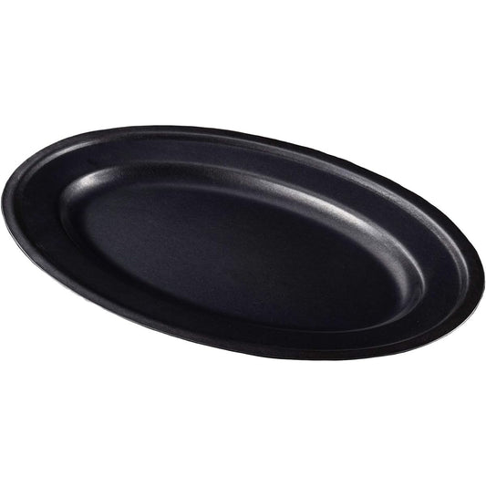 Black Vintage Inox Oval Plate 355mm Made in Japan BLACK VINTAGEINOX Cafe Restaurant Plate Long Plate Stainless Steel Aging Processing Unbreakable Dishwasher Safe [Regular Product]