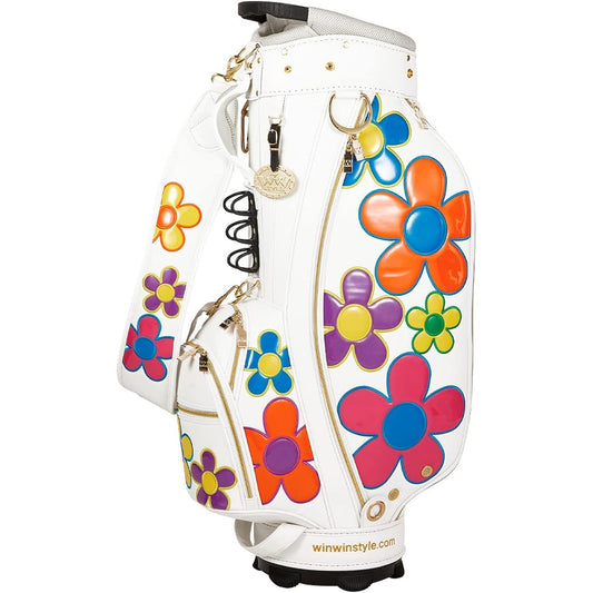 WINWIN STYLE COLORFUL DAISY CART BAG Colorful Daisy Cart Bag GOLD Version Caddy Bag CB-801 WH
