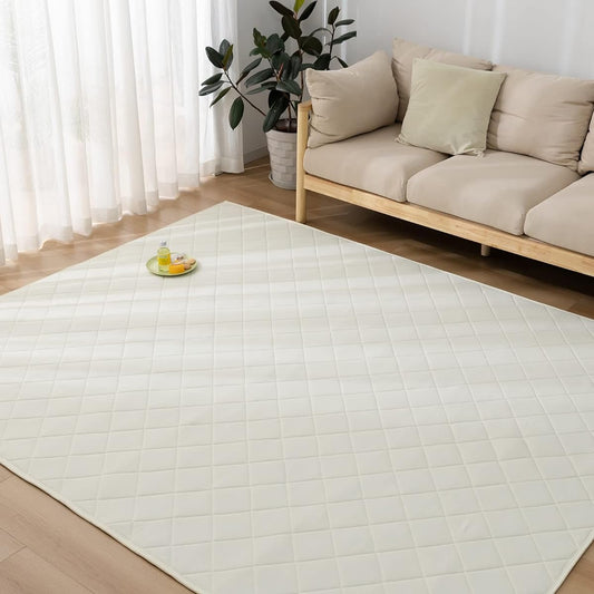 Keusnix Carpet Rug, Approximately 3 Tatami Mats, Rug, Quilted Rug, Anti-Slip, Fully Washable, Washable, Antibacterial and Anti-mite Treatment, Odor Resistant, Cotton, Thickness 7mm, All Seasons, Lightweight, Soft Texture, Scandinavian Living Mat, Study R