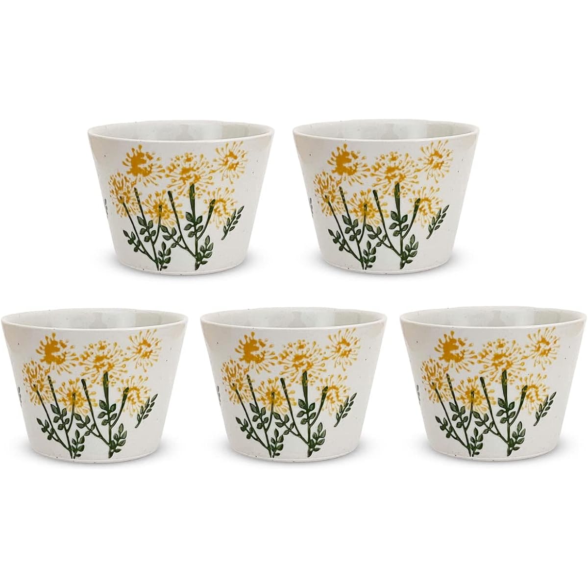 J-kitchens Yumi Tea Bowl Set of 5 225cc Hasami Ware Stylish Made in Japan Wildflower Yellow / 439192