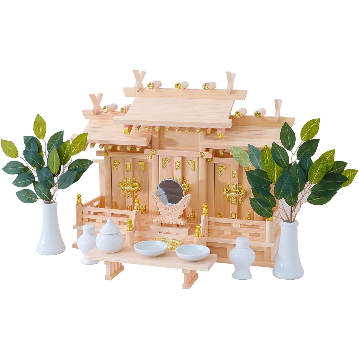 Shinto Altar Village Three Shrines with Different Roofs Tsumugi Shinto Altar Set