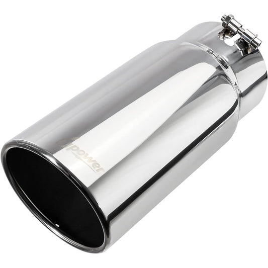 Upower Universal diesel truck car exhaust chip 4 inch inlet 6 inch outlet length 15 inch stainless steel bolt -on