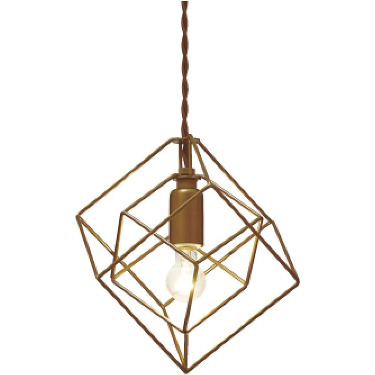 Interform Pendant Light LT-1087SQ Brace S with Incandescent Bulb Cube Square Gold S Size Scandinavian