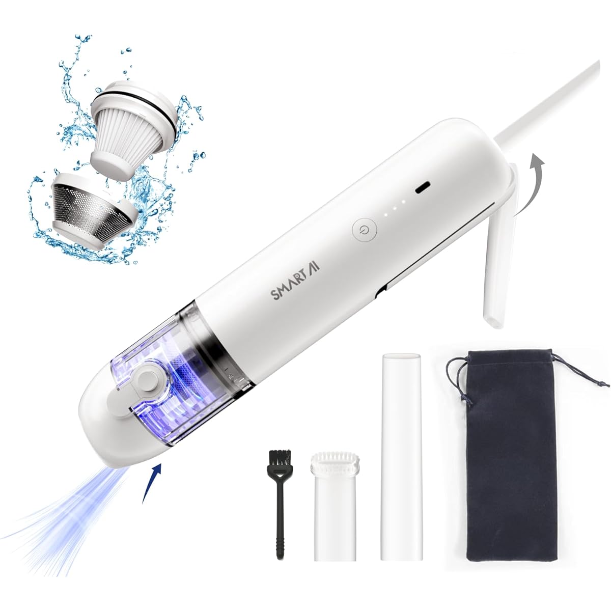 SmartAI Handy Cleaner Car Vacuum Cleaner 16000Pa Strong Suction 40 Minutes Continuous Operation 4in1 Electric Car Mini Portable Cordless Vacuum Cleaner Equipped with Foldable Blower USB Charging 0.5kg Ultra Light Quiet Small Size Commercial Use/Keyboard
