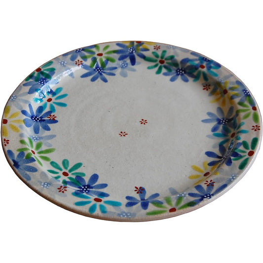 Kutani ware Kokuzo kiln 24cm plate Flower Banquet-utage-Blue
