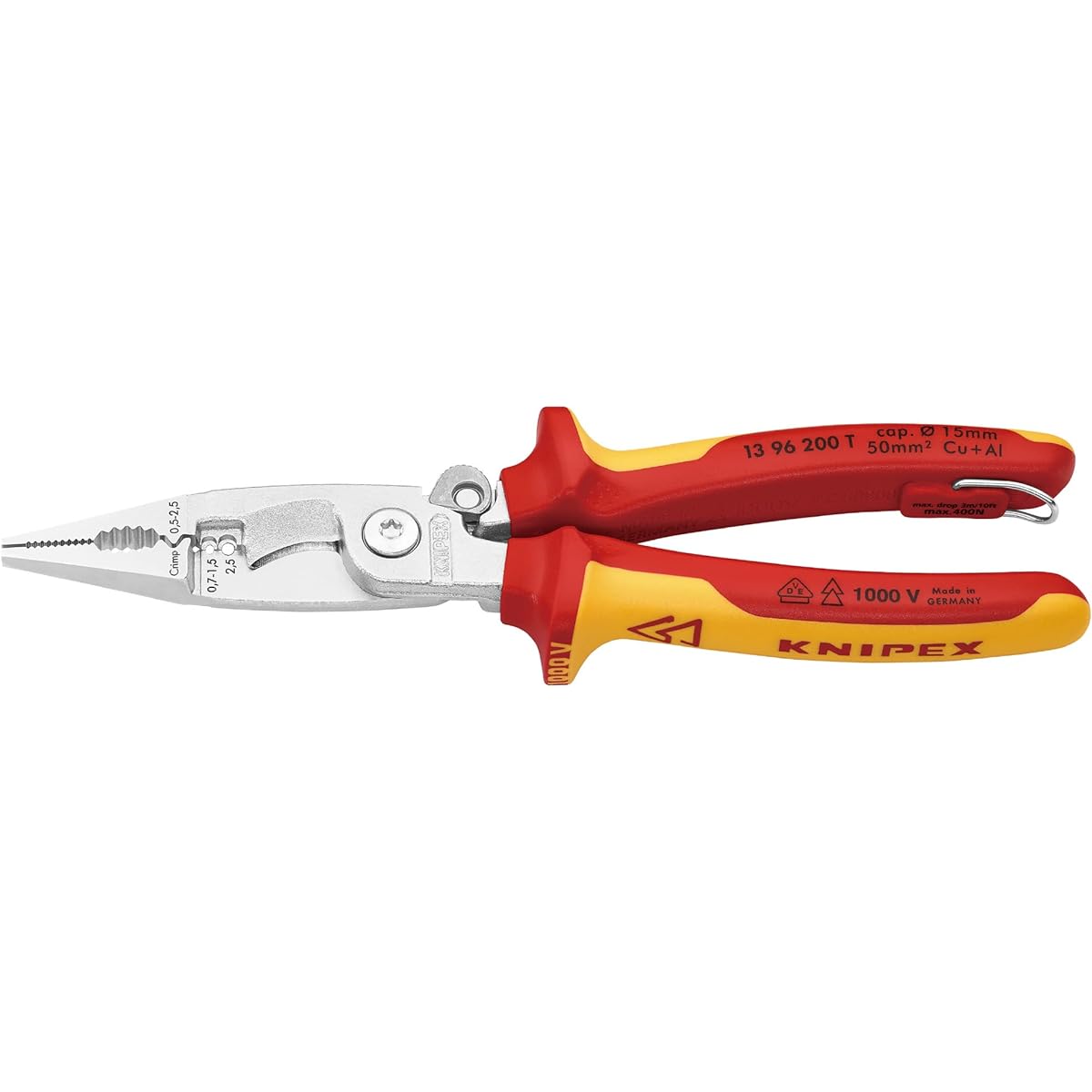 KNIPEX Pliers KNIPEX 1396-200TBK Insulated Electro Pliers Fall Prevention (BK) 1396-200TBK