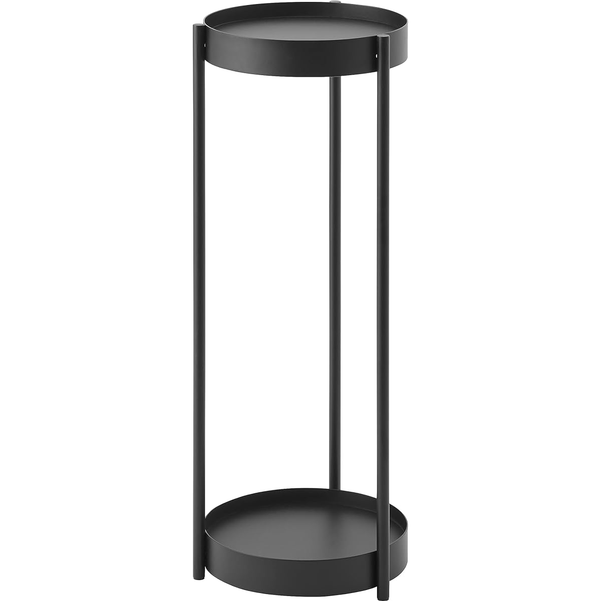 Yamazaki Jitsugyo 4367 Planter Stand with Casters, 2 Tiers, Black, Approx. W25 x D26.5 x D70cm, Tower Flower Stand, Ornamental Plants, Easy to Move