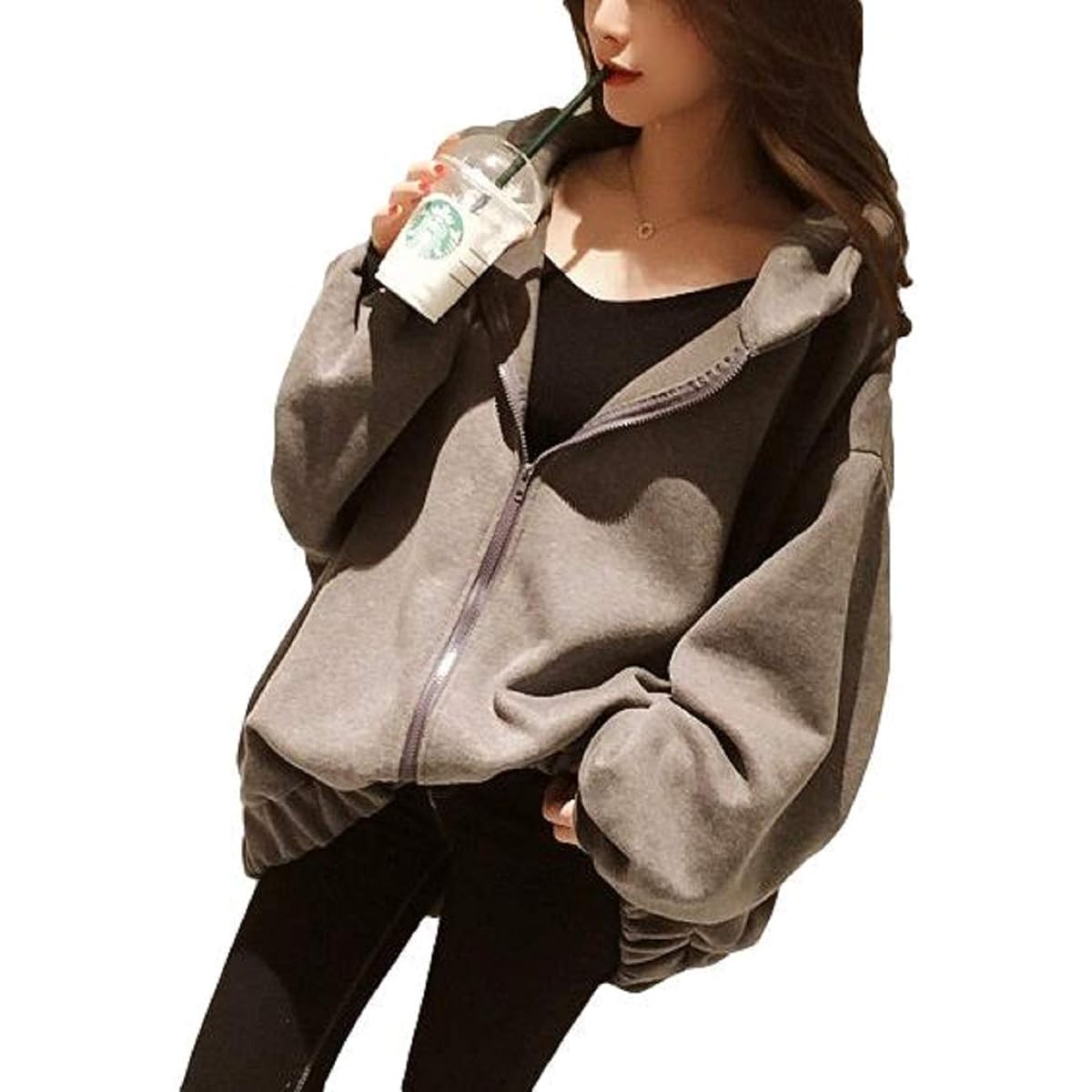 [Nibun Noichi Style] Parka Blouson Adult Cute Hood Zip Big Women's