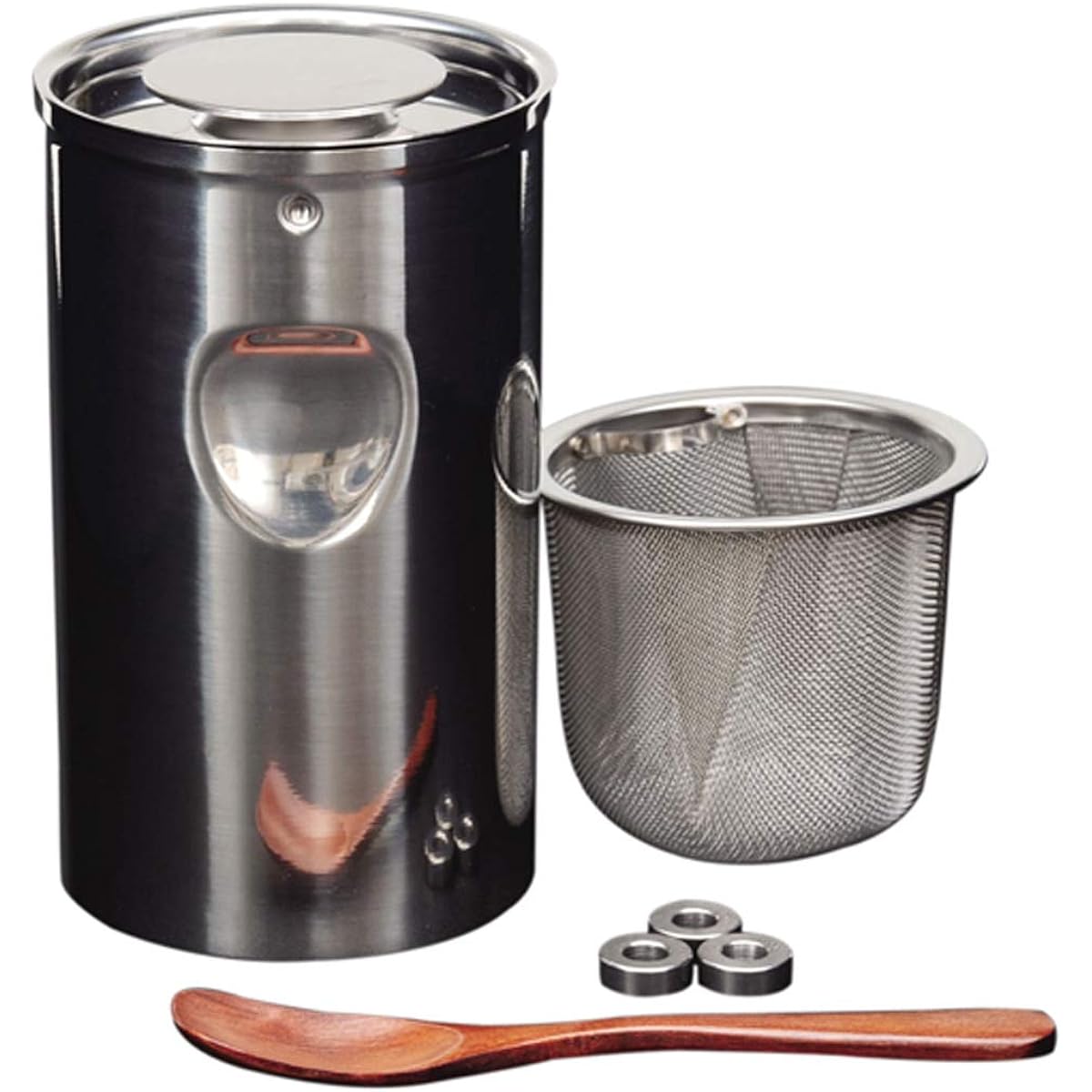Kondou-san Series Tea Caddy Silver Size: Diameter 7.9 x Height 13.6cm Kondo's Tea Sifter Can for Tea Ceremonies