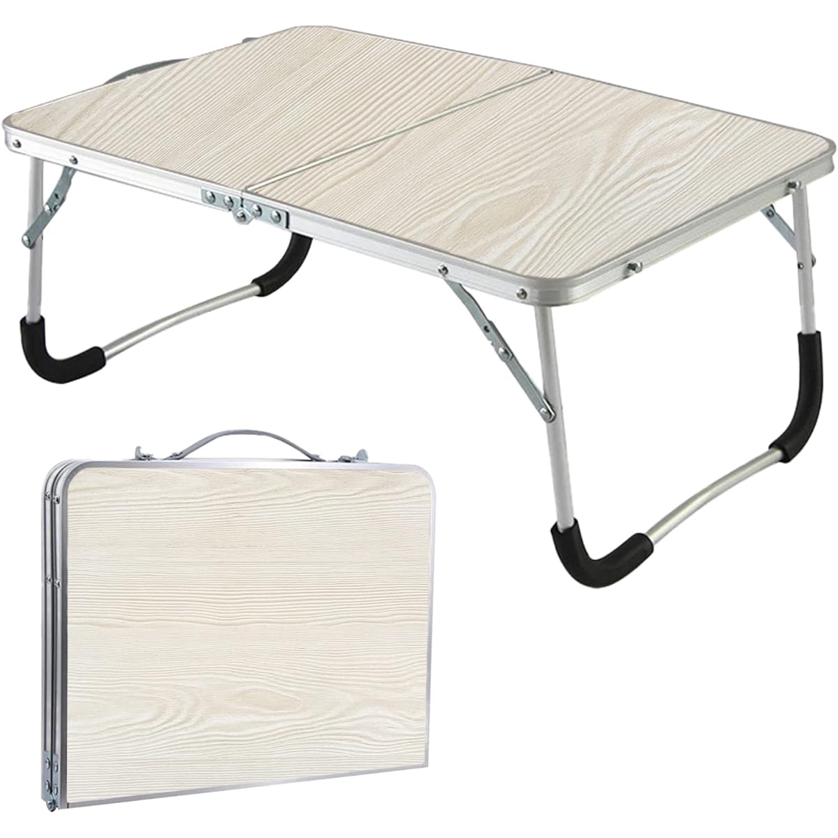 Folding table [Lightweight type that can be used indoors] Camping table, outdoor table, mini table, compact table, low table, side table, bed table, solo camping (natural brown wood grain)