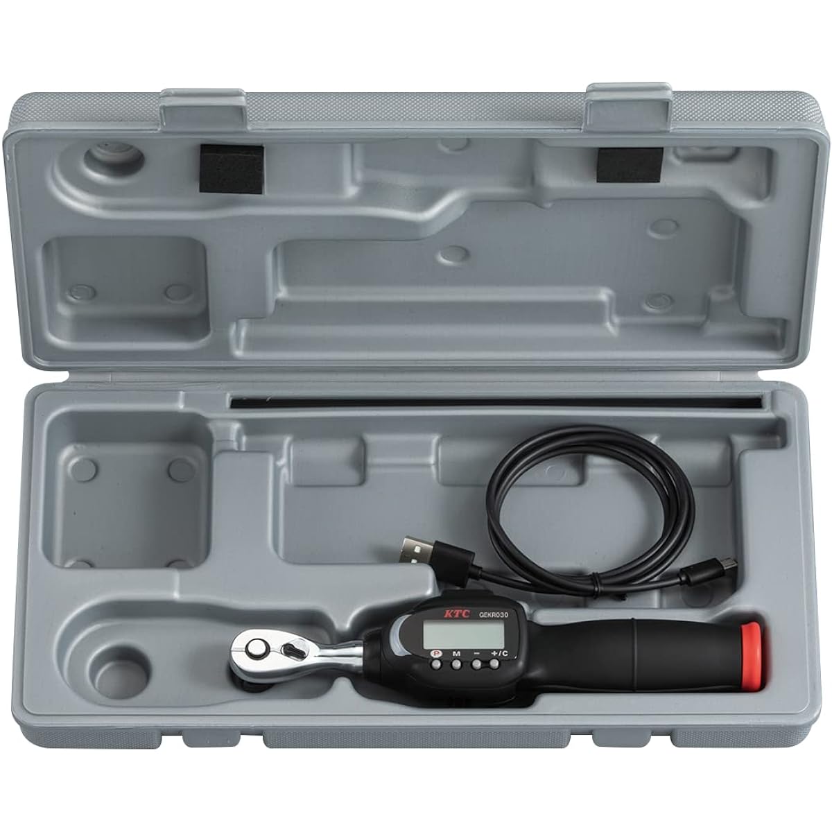 Kyoto Machinery Tools (KTC) 9.5SQ Rechargeable Digital Torque Wrench Digi Ratchet Torque Range 2-30Nm Case (Large) Included GEKR030-C3A-L