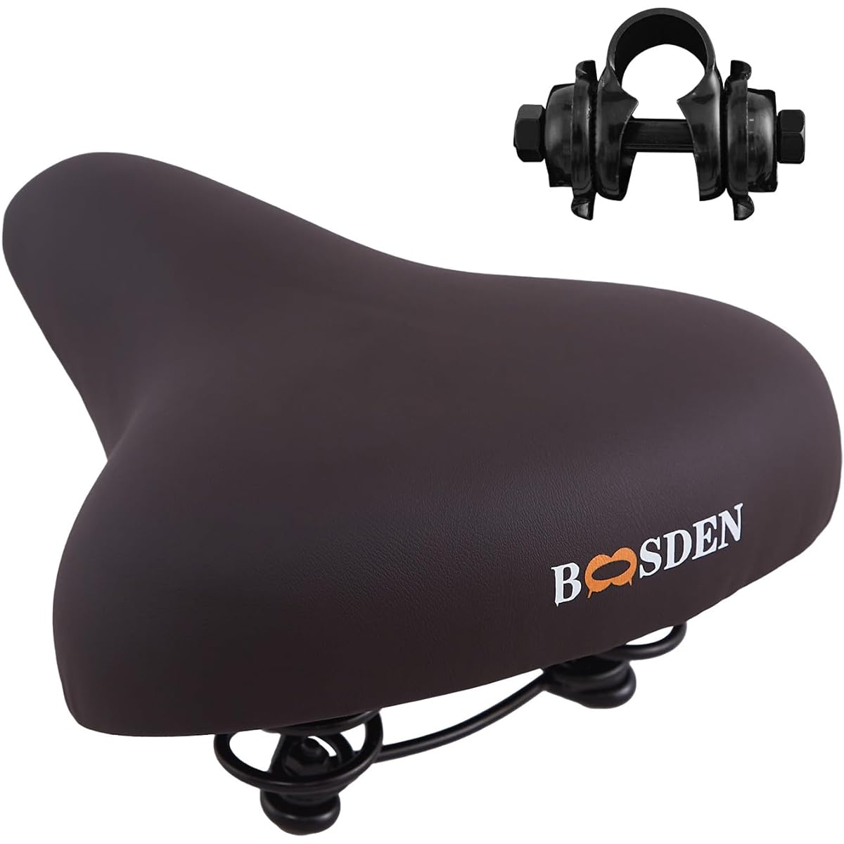 BOOSDEN Bicycle Saddle for Electric/Electric Assist Bicycles, Large Soft Saddle, Fluffy, Shock Absorption, Super Thick, Doesn't Hurt Your Buttocks, Replacement for Mama's Chari, Highly Versatile, Waterproof, Unisex, Dark Brown