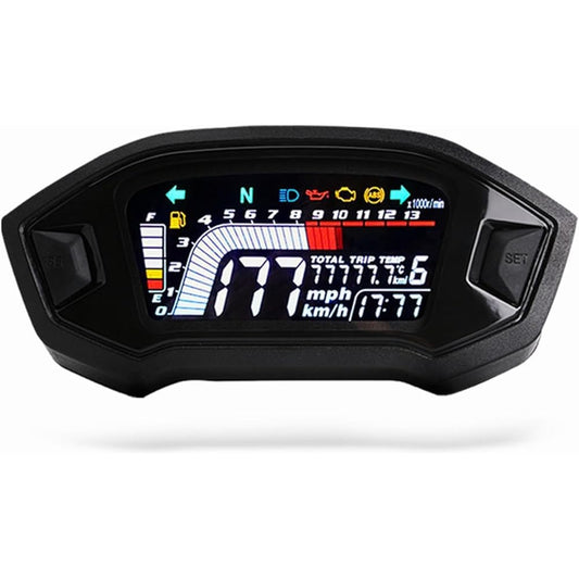 LED Indicator Odometer Optional Backlight Tachometer Dashboard Motorcycle Digital Panel Universal Bicycle Speedometer Odometer for 1, 2, 4 Cylinder