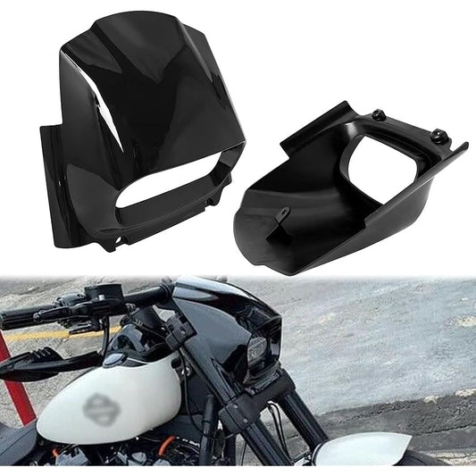 Baohatsu Harley Front Headlight Cowl Bikini Cowl ABS 18-21 Years M8 SOFTAIL FAT BOB FXFB FXFBS Compatible Black