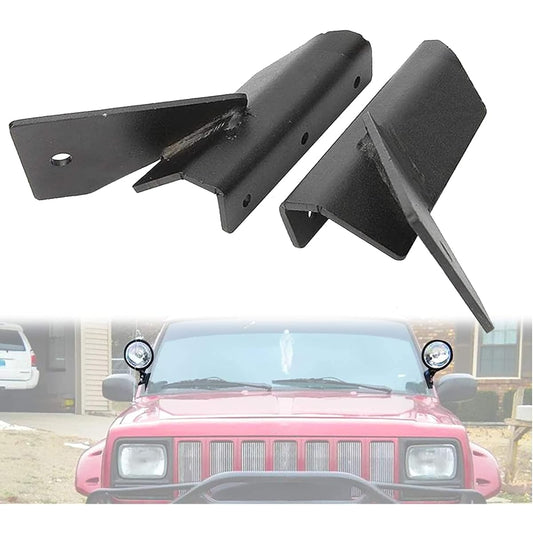 ALAVENTE Wind Glacker Light Bracket Pillar Lower Front Girous Mount Bracket JEEP CHEROKEE XJ 4WD/2WD 1984-2001, COMANCHE MJ 4WD/2WD 1986-1992 (Pair, Black)