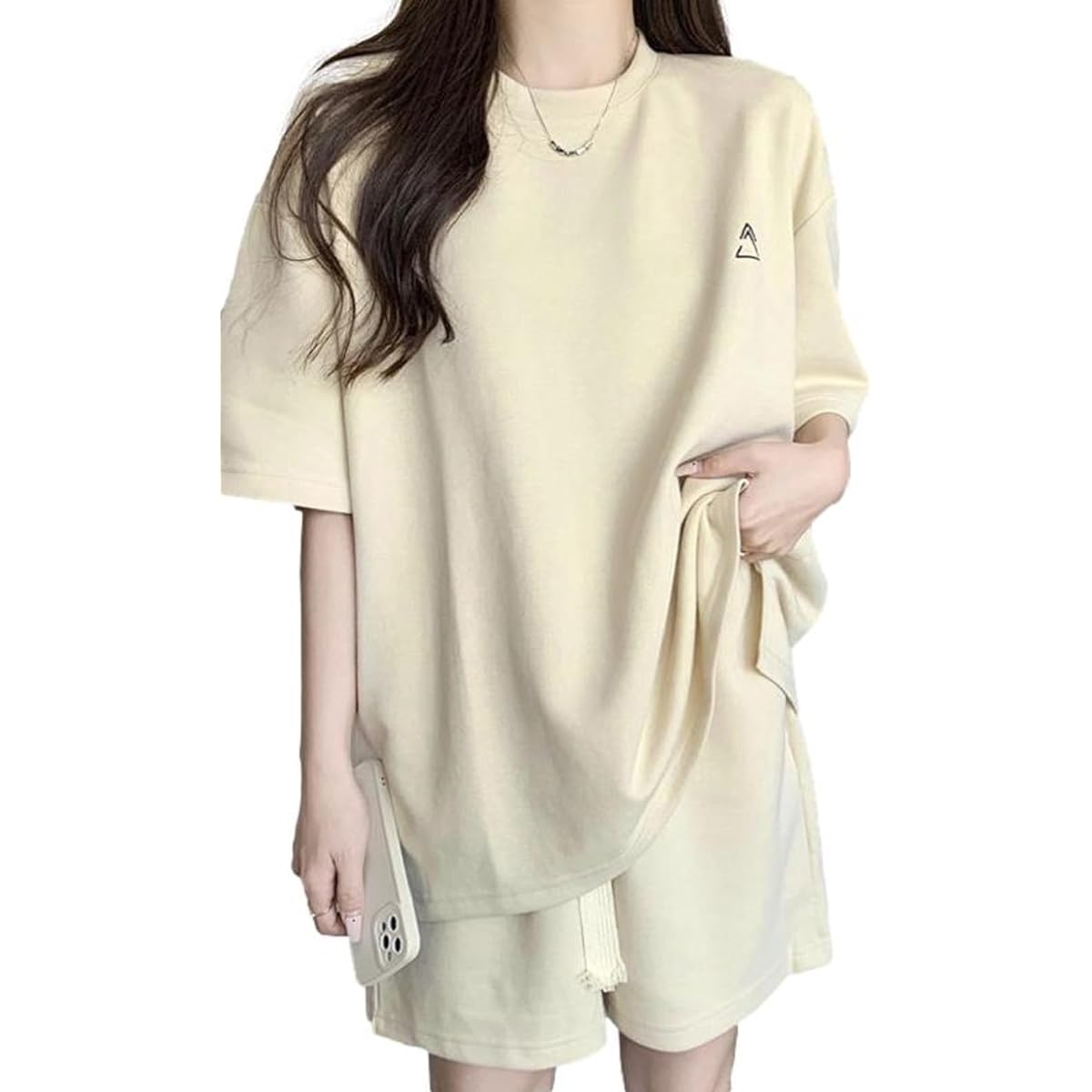 [1/2style] Sweatshirt Top and Bottom Set Up Suit One Mile Shorts Pants Short Sleeve T-shirt Room Wear Women's