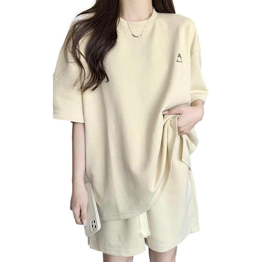 [1/2style] Sweatshirt Top and Bottom Set Up Suit One Mile Shorts Pants Short Sleeve T-shirt Room Wear Women's