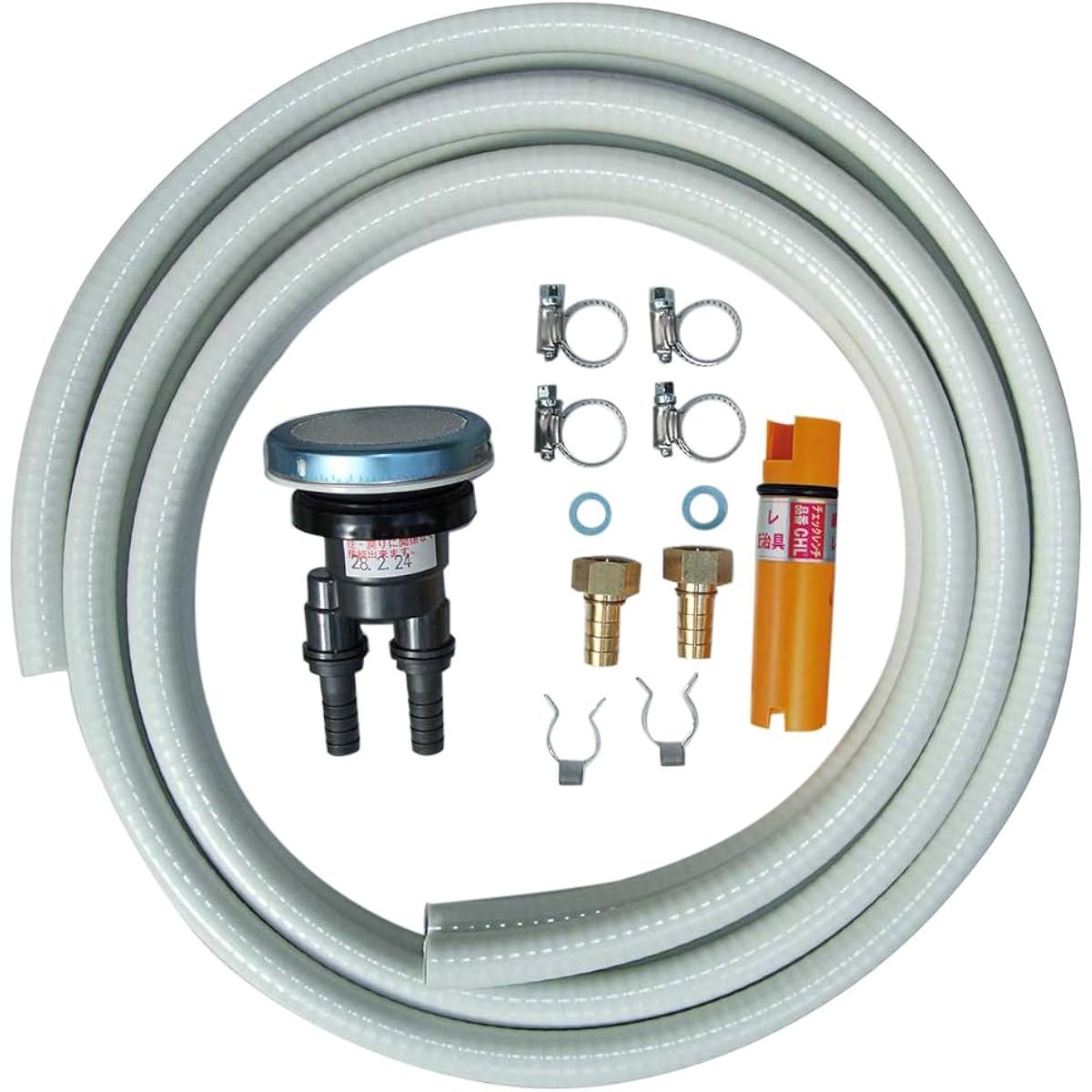 Yamamoto Bath Reheating Piping White Hose 7M Product Circulation Fittings Set with Straight Type