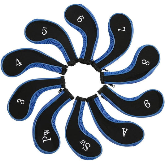 Golf Club Head Cover Golf Club Iron Head Cover 10 Pieces Neoprene Waterproof Wear-Resistant Golf Putter Protector Case Outdoor Golf Training Practice Accessories