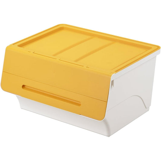 [Stacking storage box bulk purchase set] Flock Wide 30 Yellow/White Set of 6