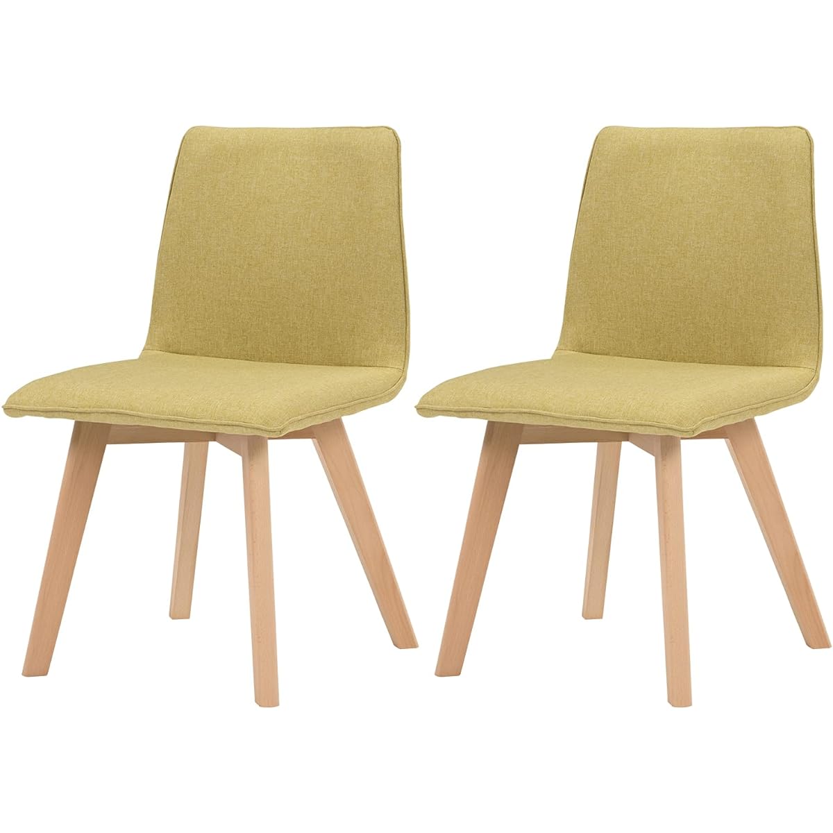 Hagiwara Dining Chair Set of 2 Dining Chair Armless Simple [Upholstered Scandinavian Design] Fabric Natural Wood Width 44 x Depth 51 x Height 74 Seat Height 41 Green BC-8622GR