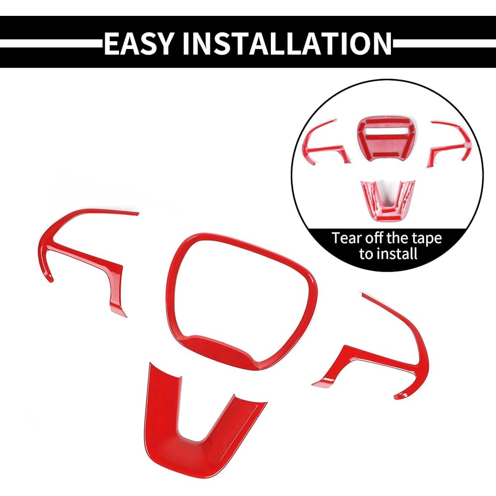 VOODONALA Automobile Control Device Cover Rim 2015-2023 DODGE CHALLENGER CHARGER DURANGO 2014-2023 Jeep Grand Cherokee SRT8 ABS Red 4 pieces