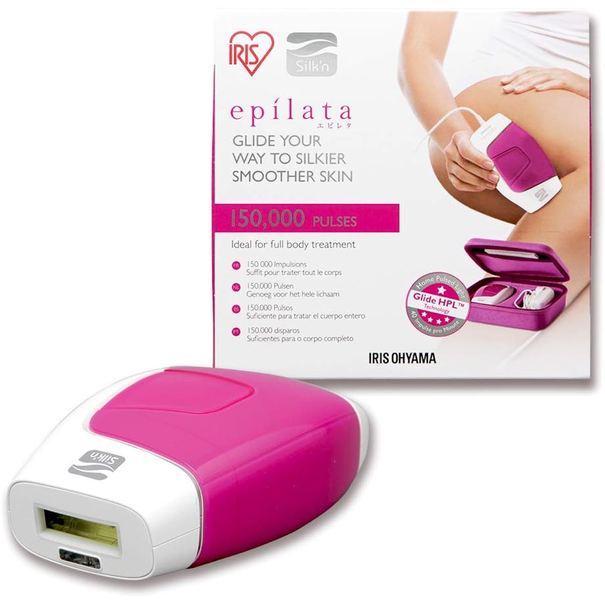 Iris Ohyama Light Hair Remover, Epireta, Light Beauty Device, 150,000 Rounds, Full Body, 5 Levels Adjustment, Women's, Men's, Unisex, Skin-friendly, Full Body Hair Treatment EP-0115-P